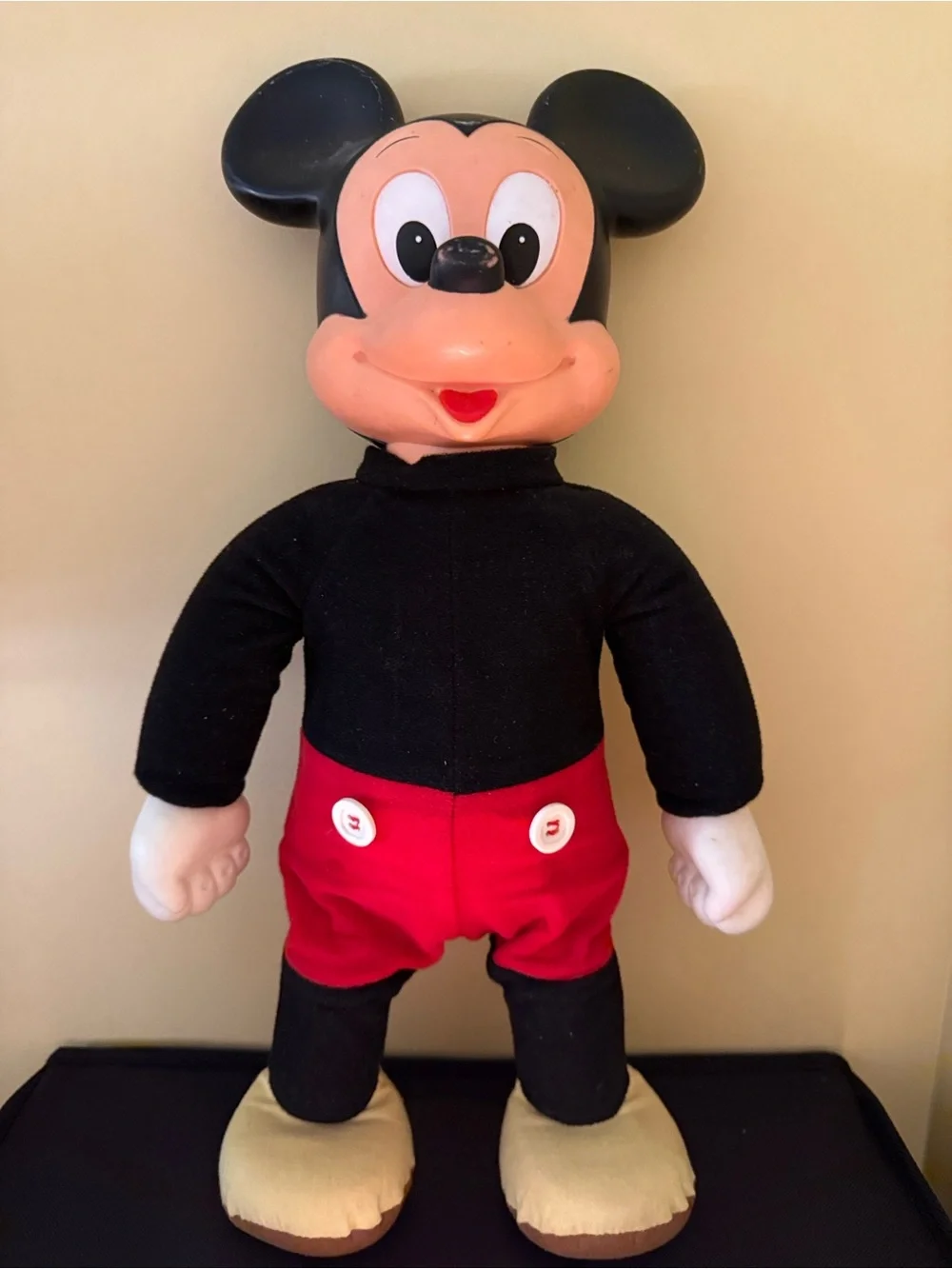 Vintage Hasbro Marching Mickey Mouse Plush Vinyl Head Hong Kong Disney 1970s